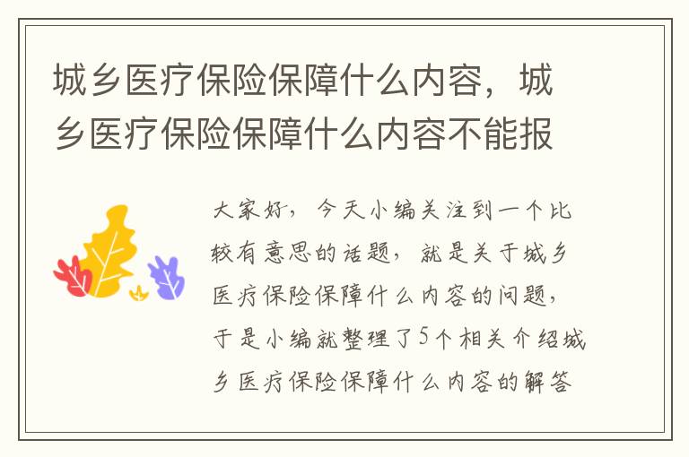 城乡医疗保险保障什么内容，城乡医疗保险保障什么内容不能报销