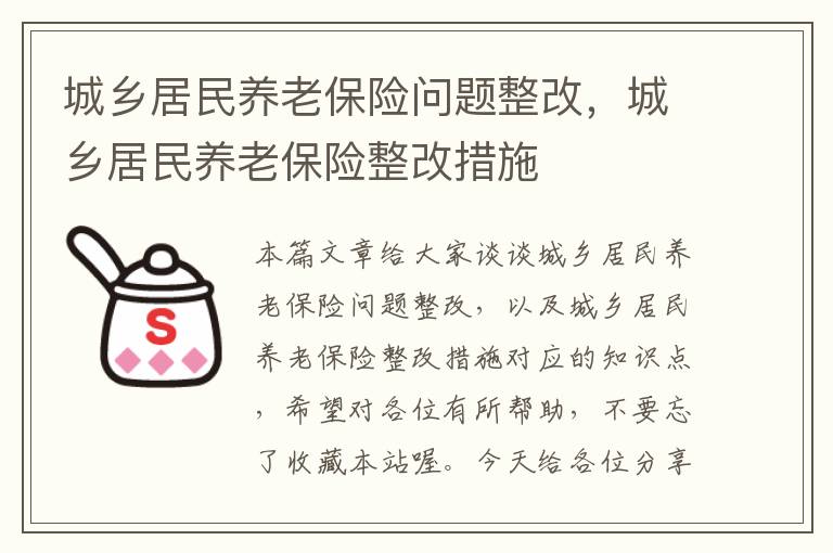 城乡居民养老保险问题整改，城乡居民养老保险整改措施