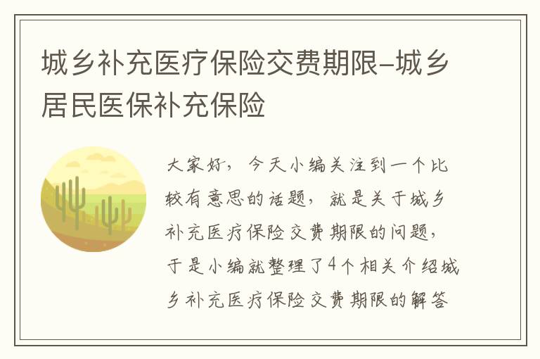 城乡补充医疗保险交费期限-城乡居民医保补充保险