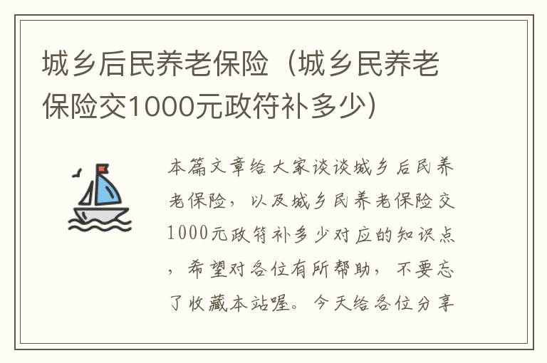 城乡后民养老保险（城乡民养老保险交1000元政符补多少）