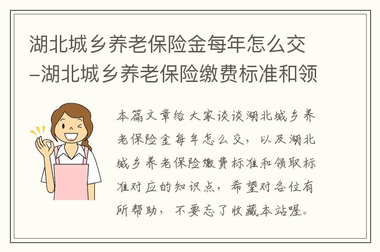 湖北城乡养老保险金每年怎么交-湖北城乡养老保险缴费标准和领取标准