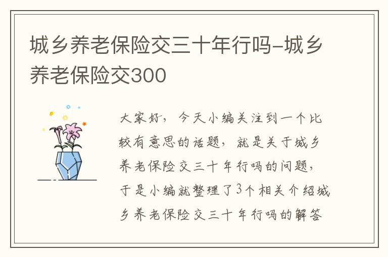 城乡养老保险交三十年行吗-城乡养老保险交300