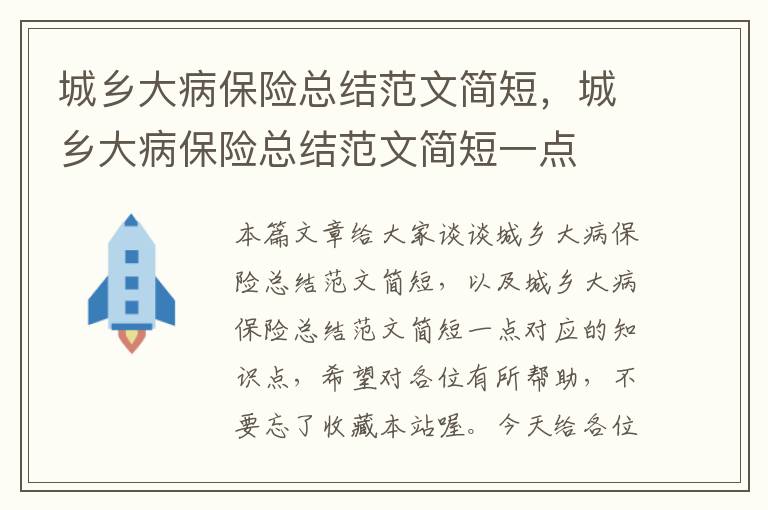 城乡大病保险总结范文简短，城乡大病保险总结范文简短一点