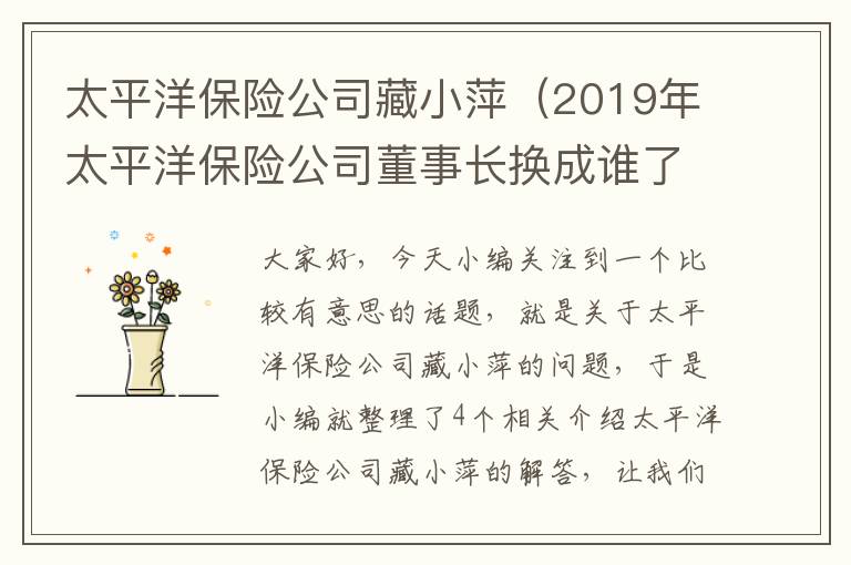 太平洋保险公司藏小萍（2019年太平洋保险公司董事长换成谁了）