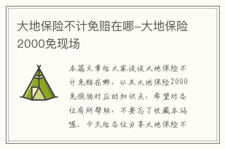 大地保险不计免赔在哪-大地保险2000免现场