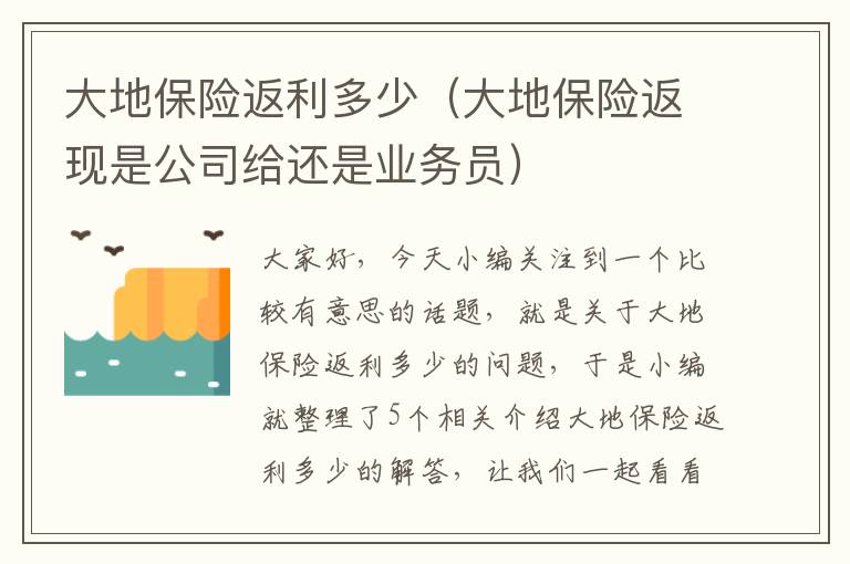 大地保险返利多少（大地保险返现是公司给还是业务员）