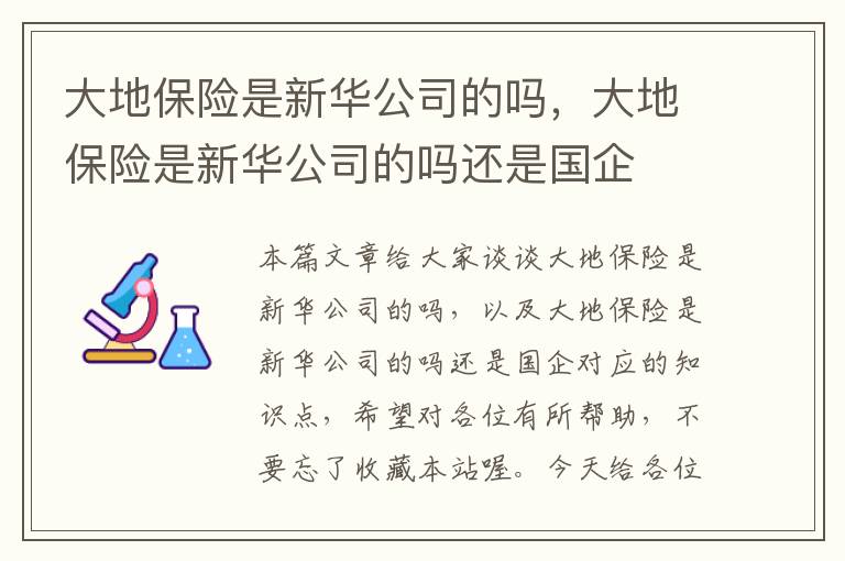 大地保险是新华公司的吗，大地保险是新华公司的吗还是国企