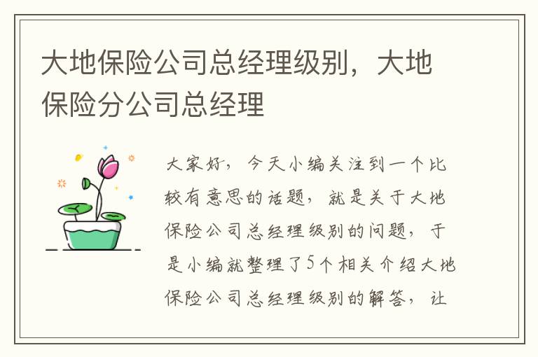 大地保险公司总经理级别，大地保险分公司总经理