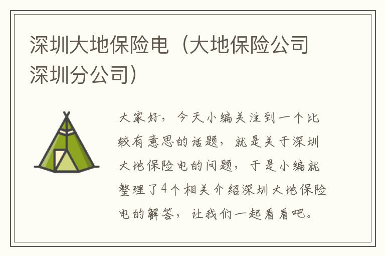 深圳大地保险电（大地保险公司深圳分公司）