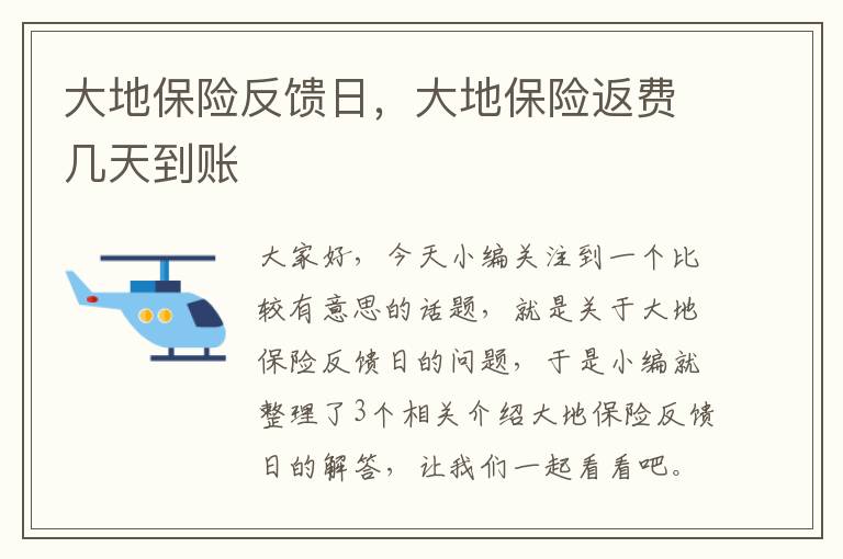 大地保险反馈日，大地保险返费几天到账