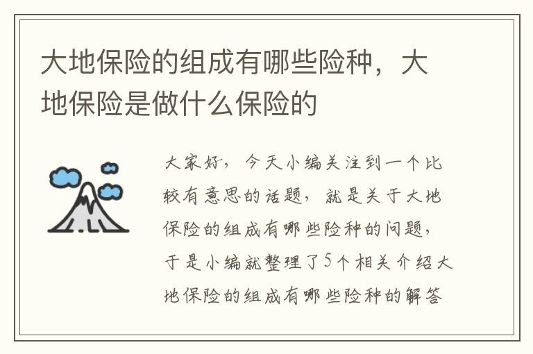 大地保险的组成有哪些险种，大地保险是做什么保险的