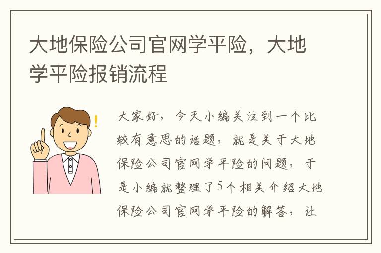 大地保险公司官网学平险，大地学平险报销流程