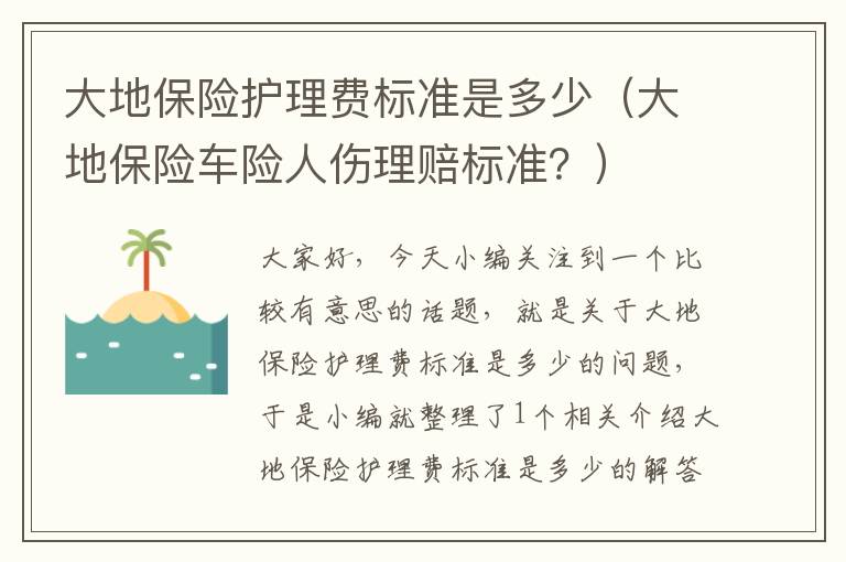 大地保险护理费标准是多少（大地保险车险人伤理赔标准？）