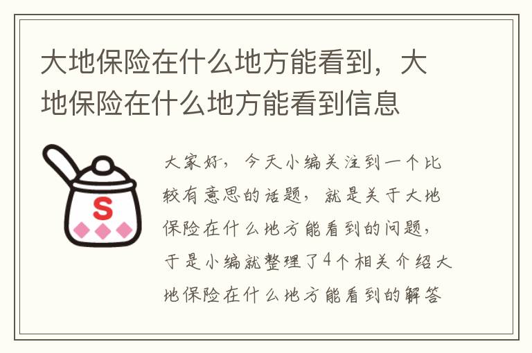 大地保险在什么地方能看到，大地保险在什么地方能看到信息