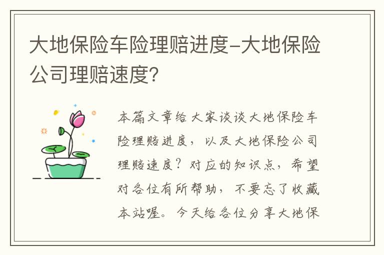 大地保险车险理赔进度-大地保险公司理赔速度？