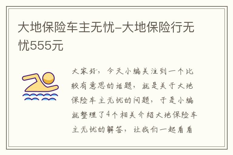 大地保险车主无忧-大地保险行无忧555元