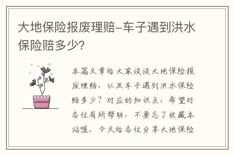 大地保险报废理赔-车子遇到洪水保险赔多少？