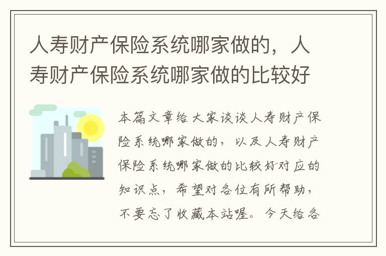 人寿财产保险系统哪家做的，人寿财产保险系统哪家做的比较好