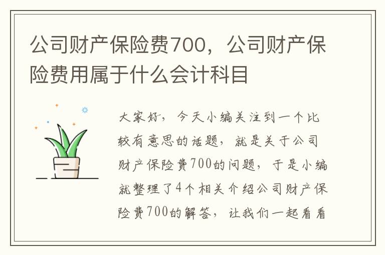 公司财产保险费700，公司财产保险费用属于什么会计科目