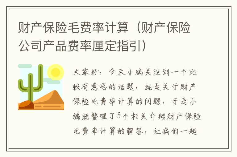 财产保险毛费率计算（财产保险公司产品费率厘定指引）