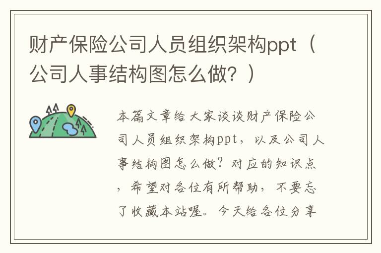 财产保险公司人员组织架构ppt（公司人事结构图怎么做？）