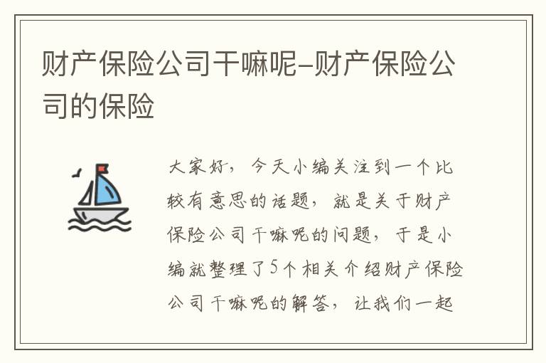 财产保险公司干嘛呢-财产保险公司的保险