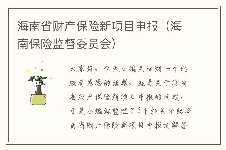 海南省财产保险新项目申报（海南保险监督委员会）