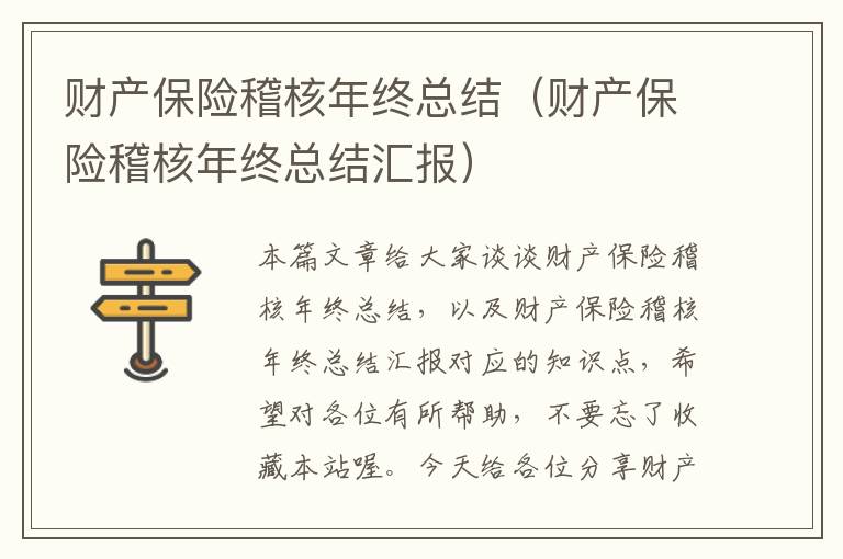 财产保险稽核年终总结（财产保险稽核年终总结汇报）