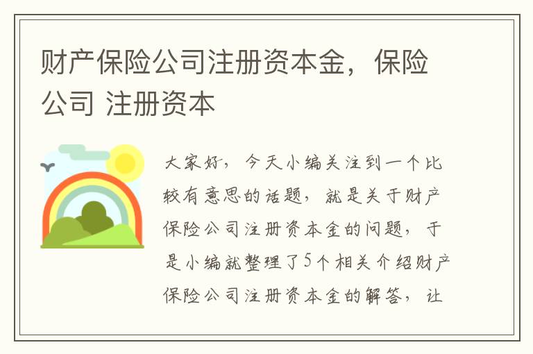 财产保险公司注册资本金，保险公司 注册资本