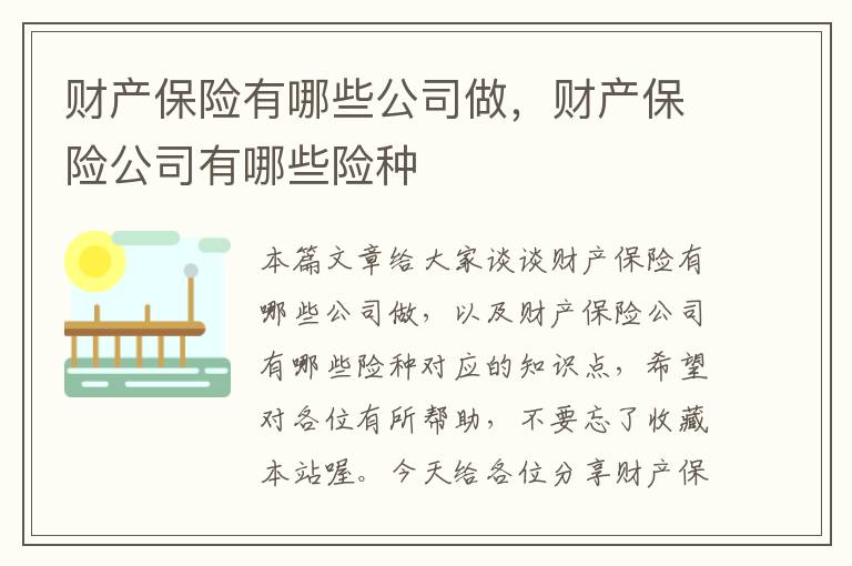 财产保险有哪些公司做，财产保险公司有哪些险种