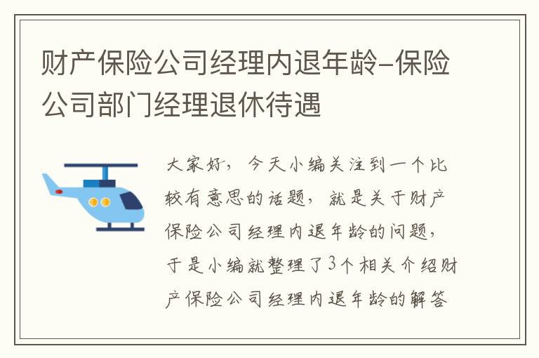 财产保险公司经理内退年龄-保险公司部门经理退休待遇