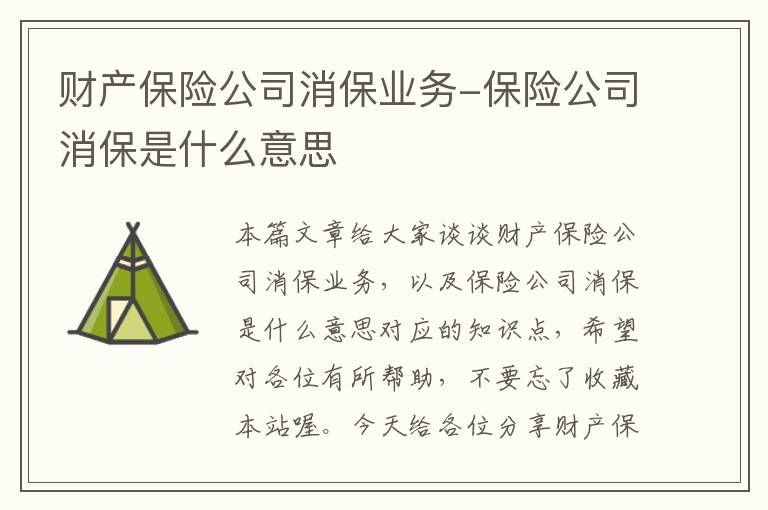 财产保险公司消保业务-保险公司消保是什么意思