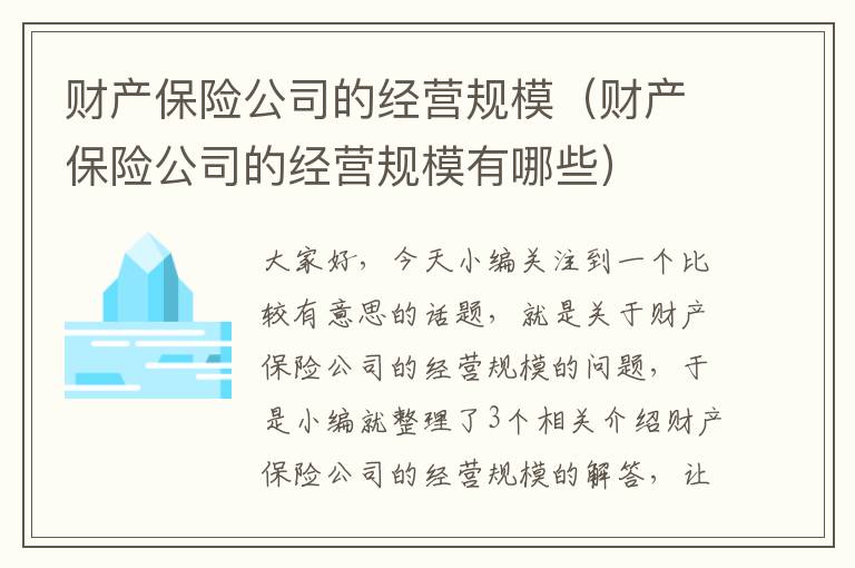 财产保险公司的经营规模（财产保险公司的经营规模有哪些）