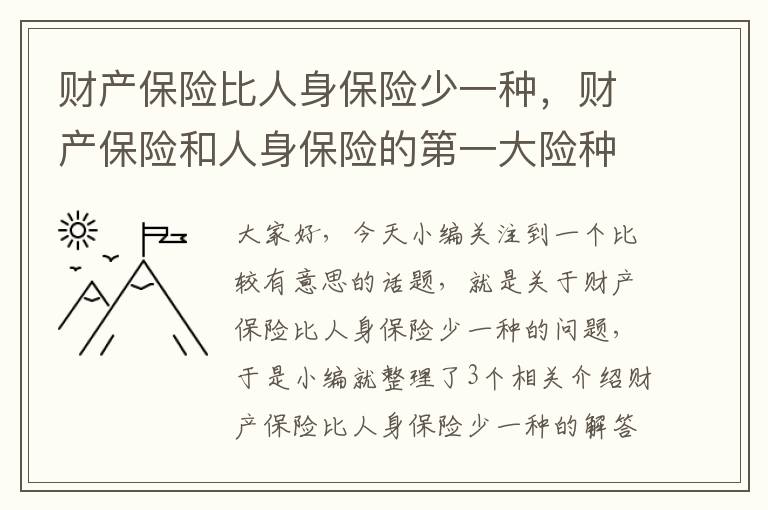 财产保险比人身保险少一种，财产保险和人身保险的第一大险种