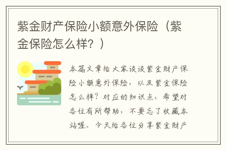 紫金财产保险小额意外保险（紫金保险怎么样？）