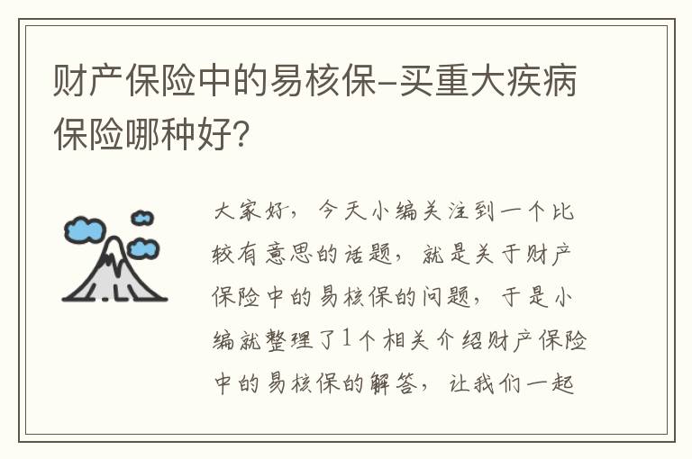 财产保险中的易核保-买重大疾病保险哪种好？