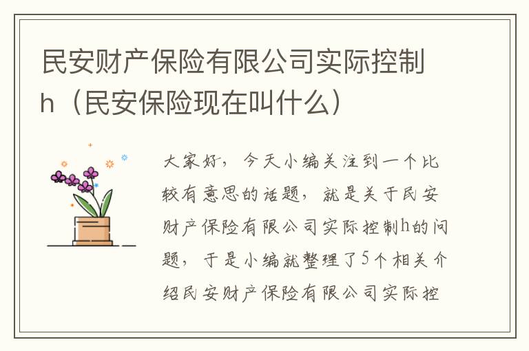 民安财产保险有限公司实际控制h（民安保险现在叫什么）