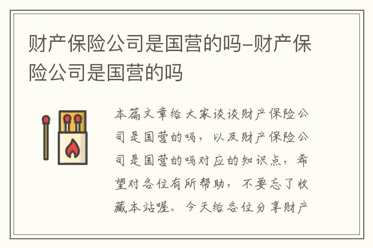 财产保险公司是国营的吗-财产保险公司是国营的吗