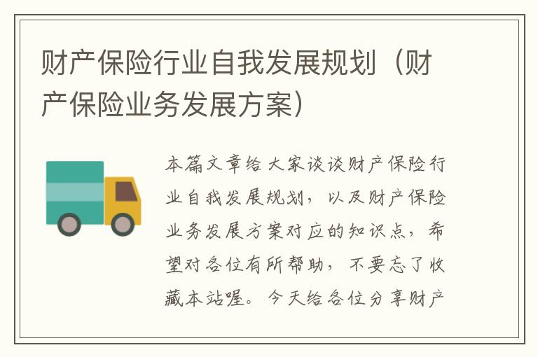 财产保险行业自我发展规划（财产保险业务发展方案）