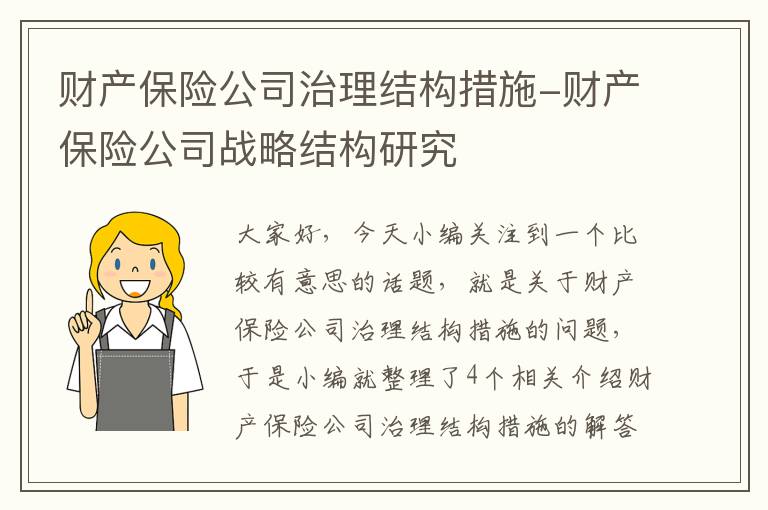 财产保险公司治理结构措施-财产保险公司战略结构研究