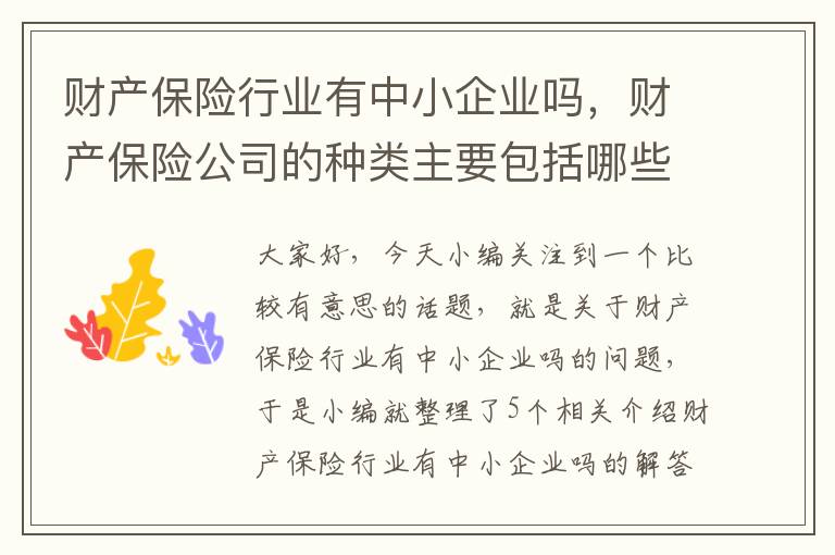 财产保险行业有中小企业吗，财产保险公司的种类主要包括哪些