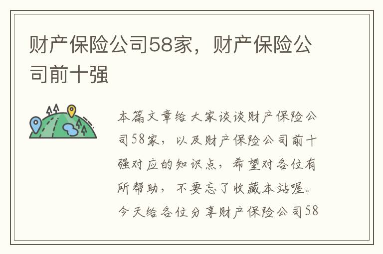 财产保险公司58家，财产保险公司前十强