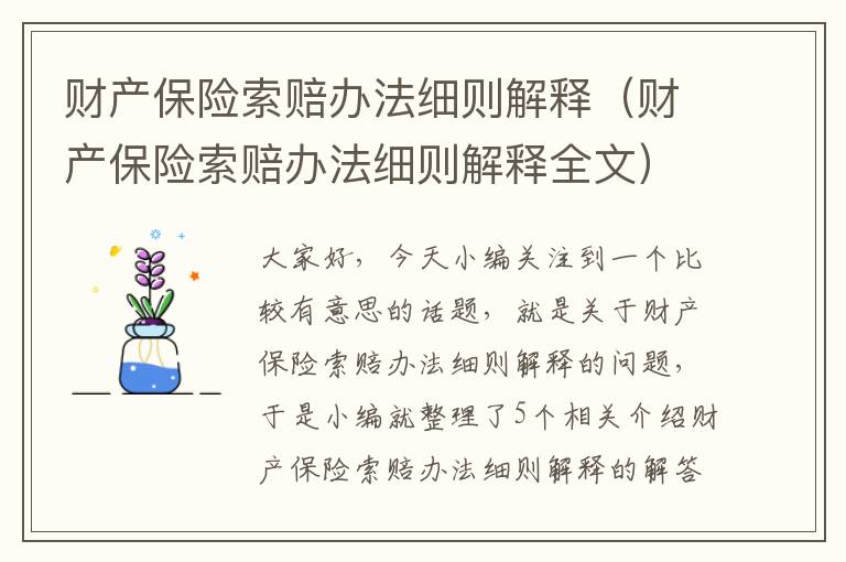 财产保险索赔办法细则解释（财产保险索赔办法细则解释全文）