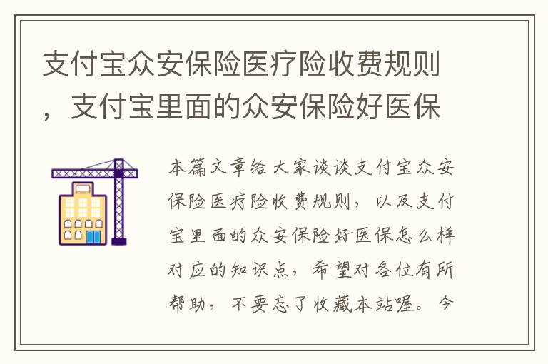 支付宝众安保险医疗险收费规则，支付宝里面的众安保险好医保怎么样