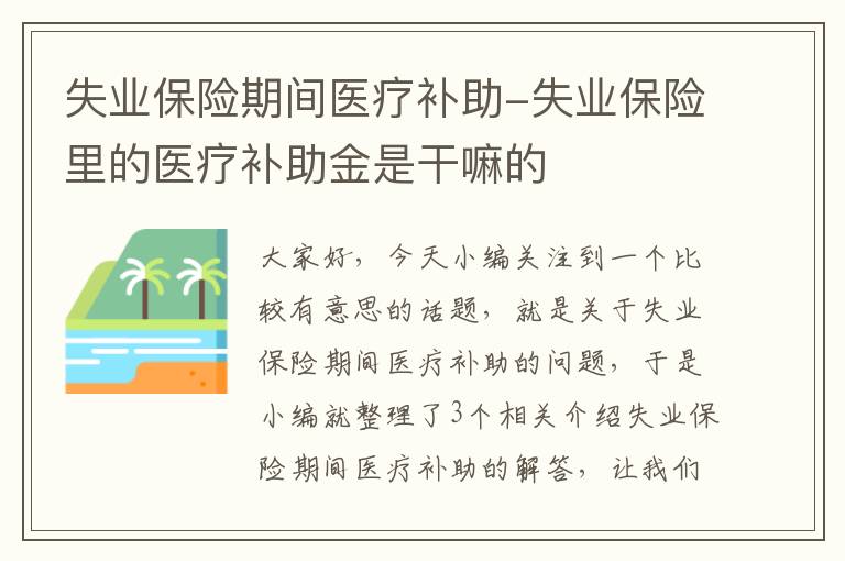 失业保险期间医疗补助-失业保险里的医疗补助金是干嘛的