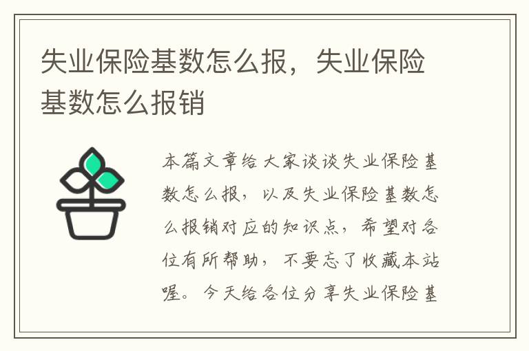 失业保险基数怎么报，失业保险基数怎么报销