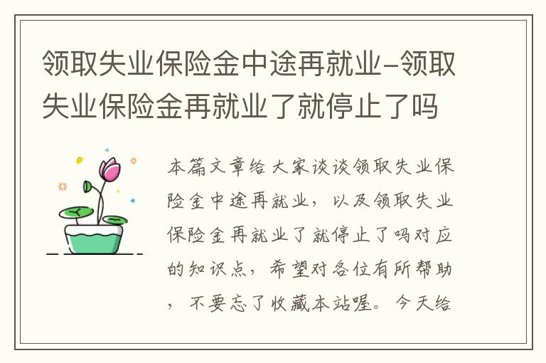 领取失业保险金中途再就业-领取失业保险金再就业了就停止了吗