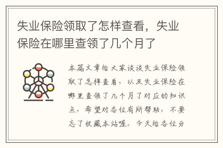 失业保险领取了怎样查看，失业保险在哪里查领了几个月了