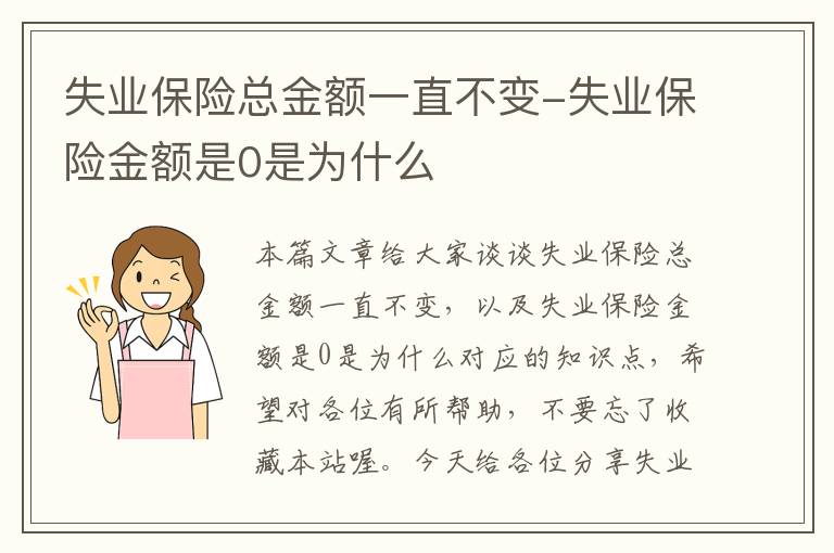 失业保险总金额一直不变-失业保险金额是0是为什么