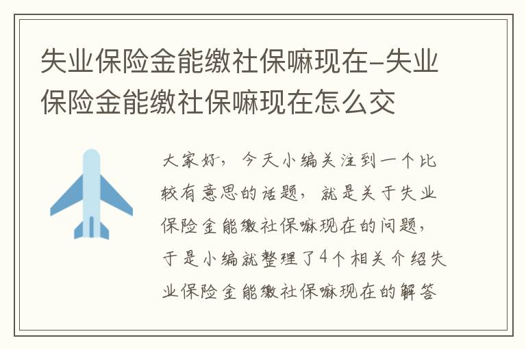 失业保险金能缴社保嘛现在-失业保险金能缴社保嘛现在怎么交